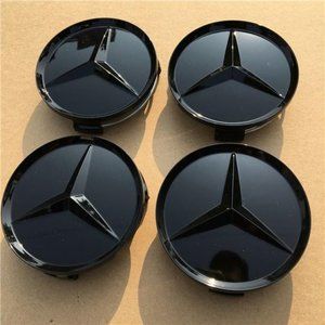 NEW Glossy Black Mercedes Benz Wheel Center Caps 75mm(4 pcs)